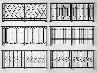 Modern guardrail wrought iron guardrail 3d model