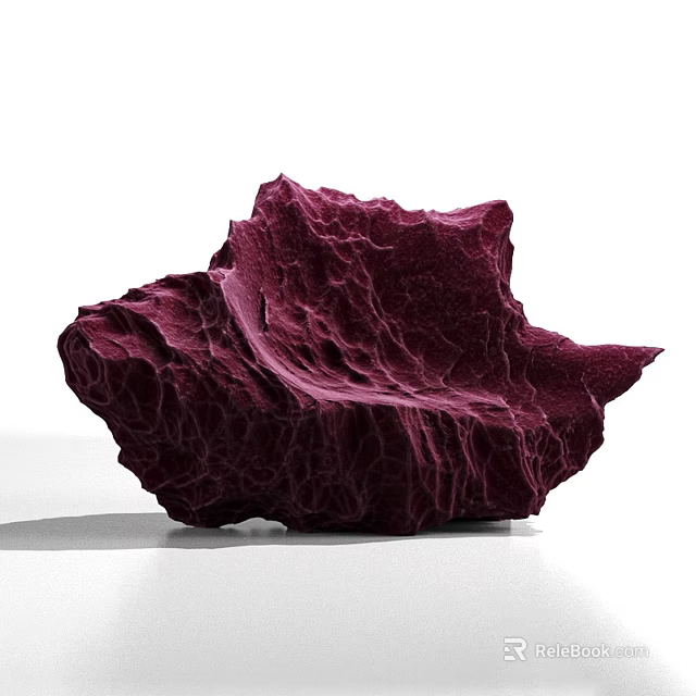 Deep Purple Velvet Abstract Sofa With Irregular Rock Like Organic Shape For Modern Interior 3d model 