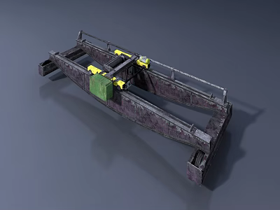 Industrial Equipment With Metal Frame Structure Green Components And Yellow Connectors 3d model
