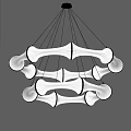 Three Tiered Bone Shaped White And Gold Chandelier Hanging In Gray Background Interior Decor