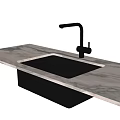 Modern Single Bowl Kitchen Sink with Black Faucet on Sleek Marble Countertop