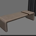 Modern Sleek Upholstered Ottoman Bench In Light Beige With Connected Design