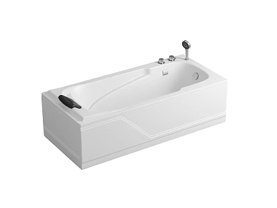 Modern White Freestanding Bathtub With Chrome Faucet And Sleek Design 3d model