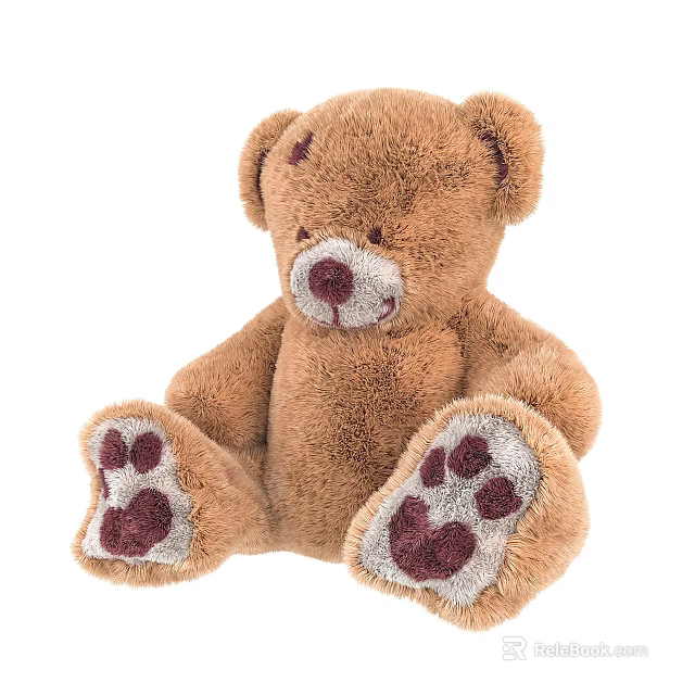 Electric Toy Brown Teddy Bear Plush Stuffed Animal With Paw Prints Design 3d model 