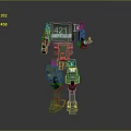 Green Robot Character Number 421 with Display Screen and Mechanical Joints Standing Pose 3d model