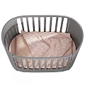Modern Kids Bed With Safety Rail And Soft Pink Bedding With Cute Patterns 3d model