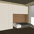 Modern Room Interior With Built In Bed White Cabinets Wooden Elements And Window Blinds