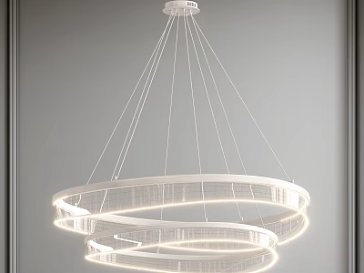 Modern White Double Ring Chandelier With LED Illuminated Circular Design For Ceiling 3d model