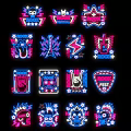 Neon Decorative Lights with Rock Themed Patterns Including Lightning Hand Signs And Wings