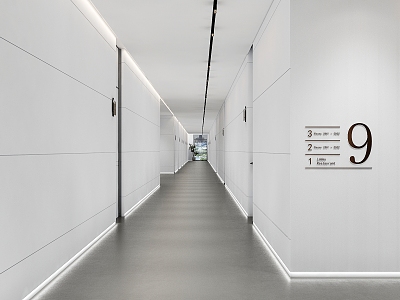 Modern elevator hall office corridor model