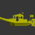 Blue And White Patrol Watercraft With Cockpit Flags And Reinforced Hull Structure