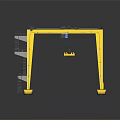 Yellow Gantry Crane With Black Frame Ladder And Movable Wheels 3d model