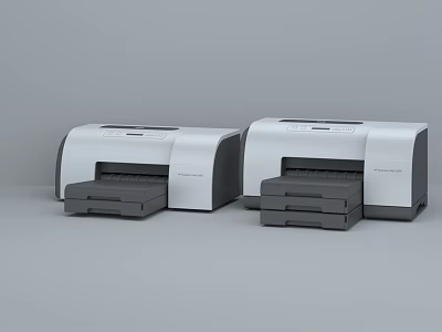 Two Modern Office Appliances Desktop Printers With Compact Design For Workspace 3d model