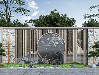 New Chinese style landscape wall landscape wall 3d model