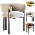 Modern Accent Chair Featuring Curved Armrests Padded Seat Sturdy Legs And Beige Yellow Brown Tones
