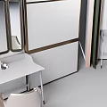 Modern Sleek Dressing Table With Mirror And White Chair In Minimalist Design