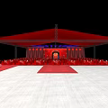 Red Themed Wedding Decor With Decorative Arch Lanterns Stage And Dining Tables 3d model