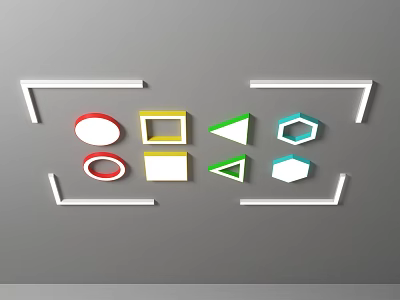 Modern Ceiling Lights with Various Geometric Shapes and Vibrant Colors for Home Interior 3d model