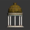 Elegant Architectural Structure Featuring Golden Dome White Columns And Decorative Base
