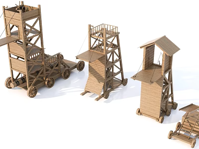 medieval siege weapon throwing car 3d model