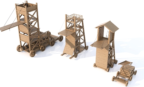 medieval siege weapon throwing car 3d model