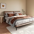 Modern Double Bed With Brown Leather Headboard White Sheets And Wooden Floor