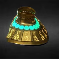 Antique Gold Collar Jewelry With Green Gemstones And Intricate Floral Carvings
