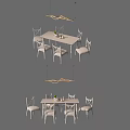 Elegant White Dining Table Set With Chairs And Pendant Lights 3d model