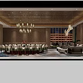 Elegant Private Dining Room With Circular Ceiling Red Wall Green Decor And Round Table 3d model