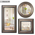 Different Shaped Decorative Mirrors With Metallic Frames Reflecting Living Room Interior Decor 3d model