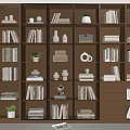 Wooden Bookshelf with Multiple Shelves Filled with Books Decorative Items Potted Plants and Vases