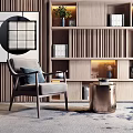 Modern Sofa Chair Single Sofa Chair Corner Table Combination 3d model