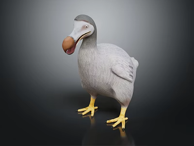 Flying Animal Gray Feathered 3D Model With Yellow Feet Holding Egg In Beak 3d model