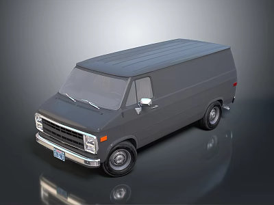 Classic Gray Cargo Van With Sleek Exterior Design And Smooth Surface 3d model