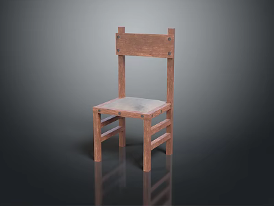 Wooden Leisure Chair With Simple Design Natural Backrest And Comfortable Seat Structure 3d model