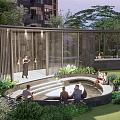 Modern gallery frame sinking negotiation floating light arc-shaped gallery frame 3d model