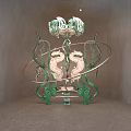 Elegant Green And White Dragon Shaped Artistic Photo Spot With Circular Sculptural Structure