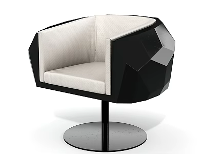 Modern Office Chair With Geometric Backrest Black And White Round Metal Base 3d model