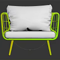 Modern Minimalist Rattan Armchair With White Cushion And Metal Frame Design