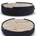 Modern Round Coffee Table Design With Marble Top Dark Frame And Metal Chains