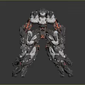 Sci Fi Game And Movie Character With Mechanical Multi Limbed Gray Red Complex Structure