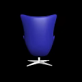 Blue Modern Accent Chair With Curved Backrest And Silver Star Shaped Base