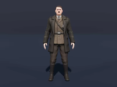 Game Movie Character Wearing Military Style Brown Coat With Leather Belt And Long Boots 3d model