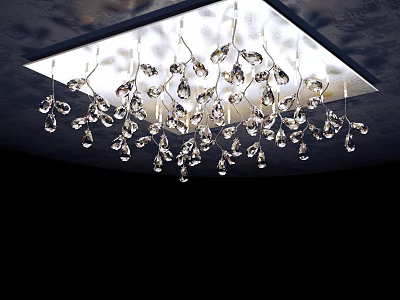 Ceiling Mounted Sparkling Crystal Chandelier With Hanging Pendants And Modern Design 3d model
