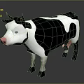Low Poly 3D Cow Model With Black And White Stylized Character Design 3d model