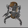 Mechanical Character Creature With Detailed Multi Legged Orange Gray Sci Fi Design