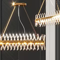 Modern White Striped Gold Frame Pendant Chandelier With Bright Interior Lighting