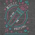 Colorful Decorative Lights for Music Festival with Stars Music Notes and Microphone on June 18 8PM