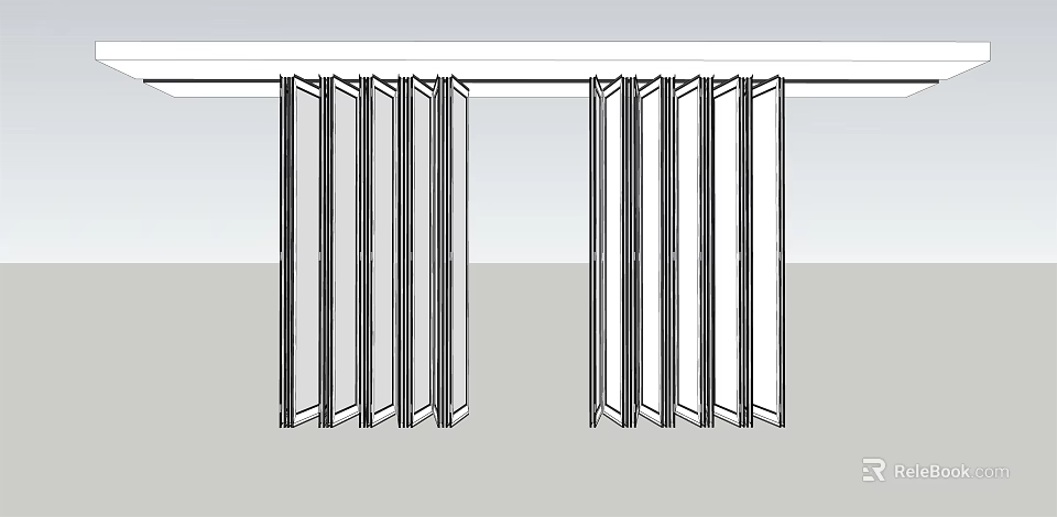 Modern Folding Doors With Glass Panels For Interior Space Partition 3d model
