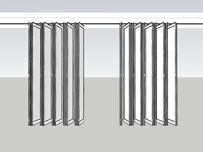 Modern Folding Doors With Glass Panels For Interior Space Partition 3d model